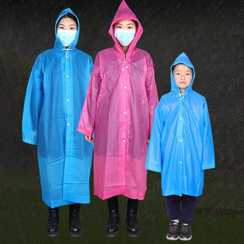 Clear Hooded EVA Poncho Adult Long Waterproof Camp Rain Coats Men Women EVA Reusable Rain Gear Fashion Thickened Raincoat Jacket