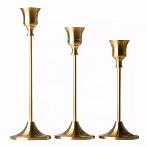 Fancy Simple Tealight Candle Base Decoration Metal Taper candles Holder Stand Candlestick Wedding Brass Steel Candles Holder Set