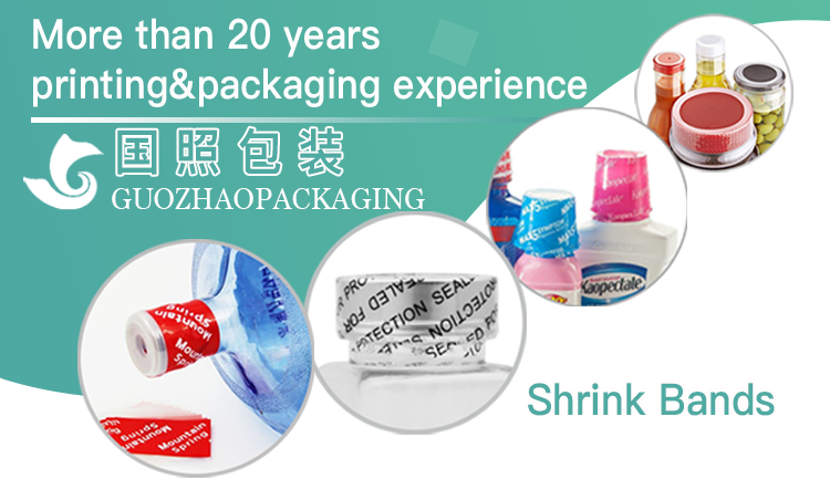 Custom pvc shrink film shrink wrap label for water bottle cap seal heat shrink seal label for 5 gallon bottle