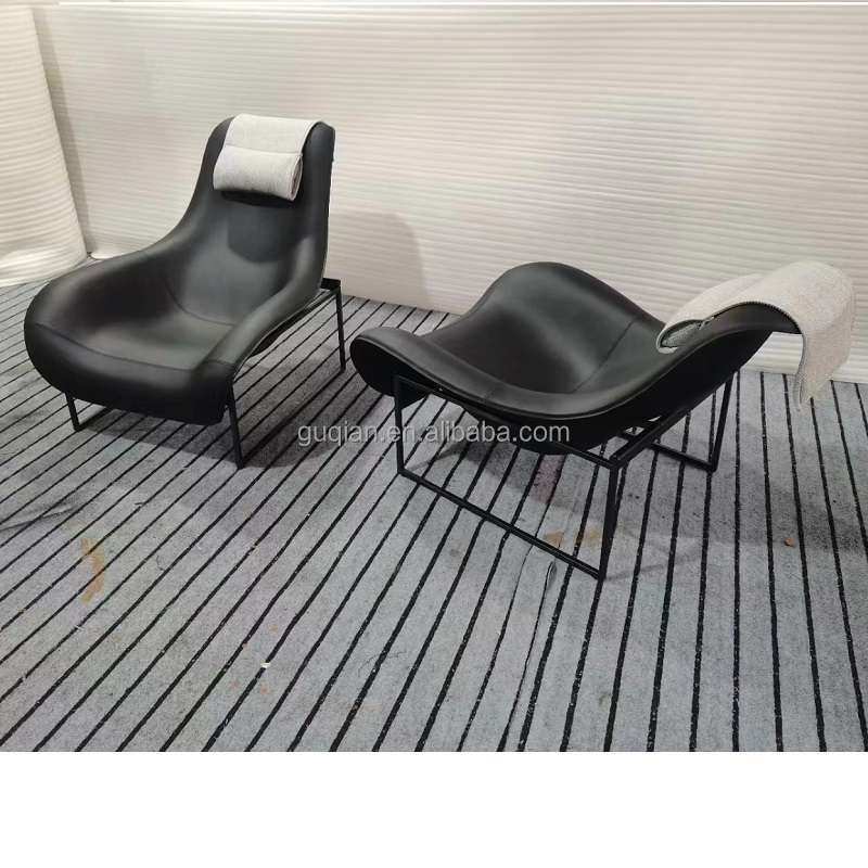 Modern Design Hotel Black Leather Upholstered Armchair Leisure Mart Living Room adjustable Lounge Chair With High Back