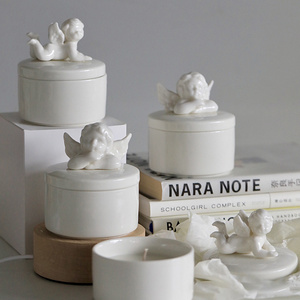 Luxury High quality Little angel scented candle Jar With Lid Nordic Decoration soy wax ceramic scented candle