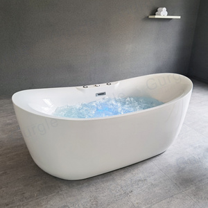 Hot Sale Customizable Indoor Acrylic White Soaking Hydro Massage Best Acrylic Bath Tub Freestanding Solid Surface Bathtub Alone