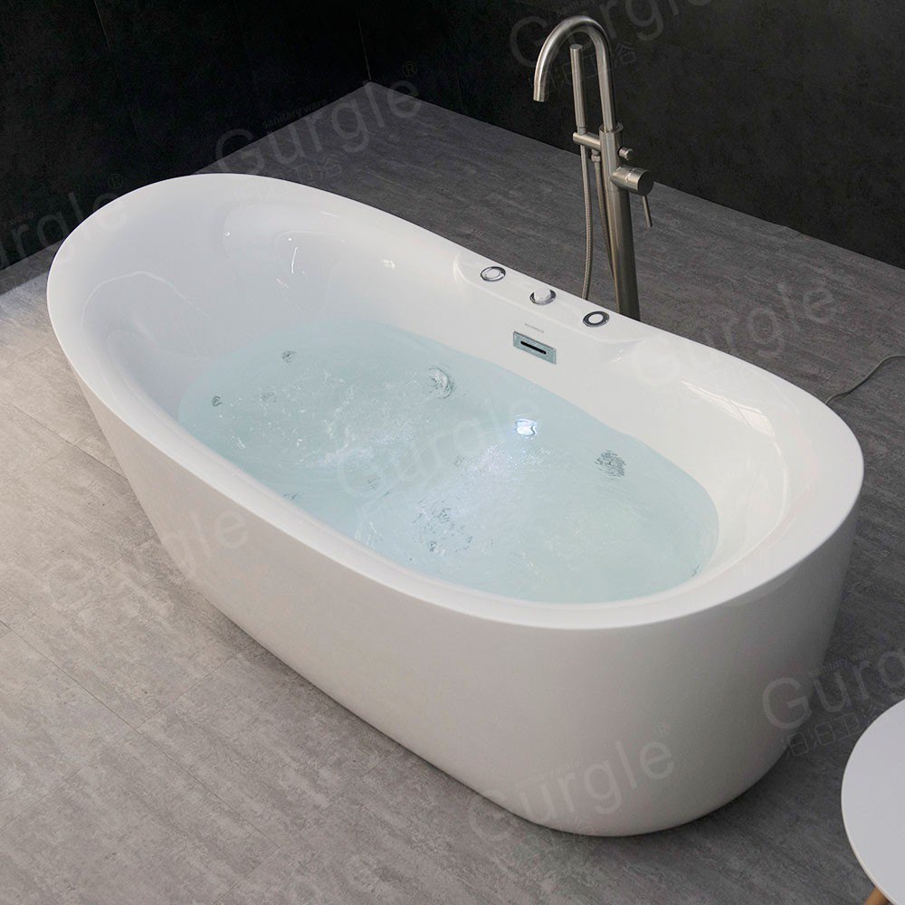 Hot Sale Customizable Indoor Acrylic White Soaking Hydro Massage Best Acrylic Bath Tub Freestanding Solid Surface Bathtub Alone