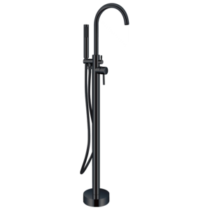 Elegant Design Solid Brass Black Freestanding Standing Bathtub Faucet Floor Stand Freestanding Bath Tub Faucets With Hand Shower