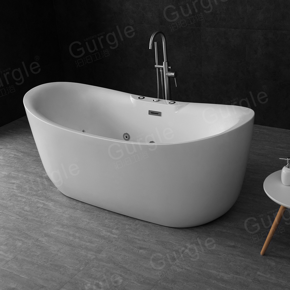 Hot Sale Customizable Indoor Acrylic White Soaking Hydro Massage Best Acrylic Bath Tub Freestanding Solid Surface Bathtub Alone