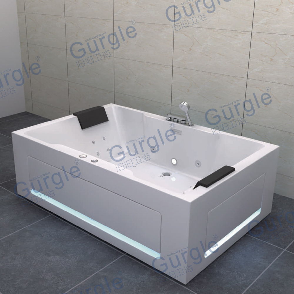 Jetted Whirlpool Couples Acrylic Massage Bathtub Modern Massage Tub Freestanding Air Jet Bubble Hydro 2 Person Massage Bathtub