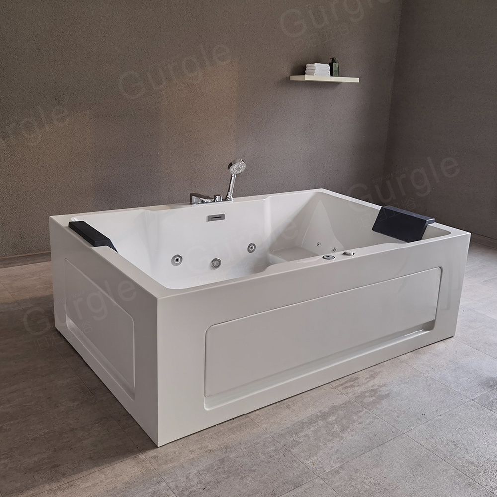 Jetted Whirlpool Couples Acrylic Massage Bathtub Modern Massage Tub Freestanding Air Jet Bubble Hydro 2 Person Massage Bathtub