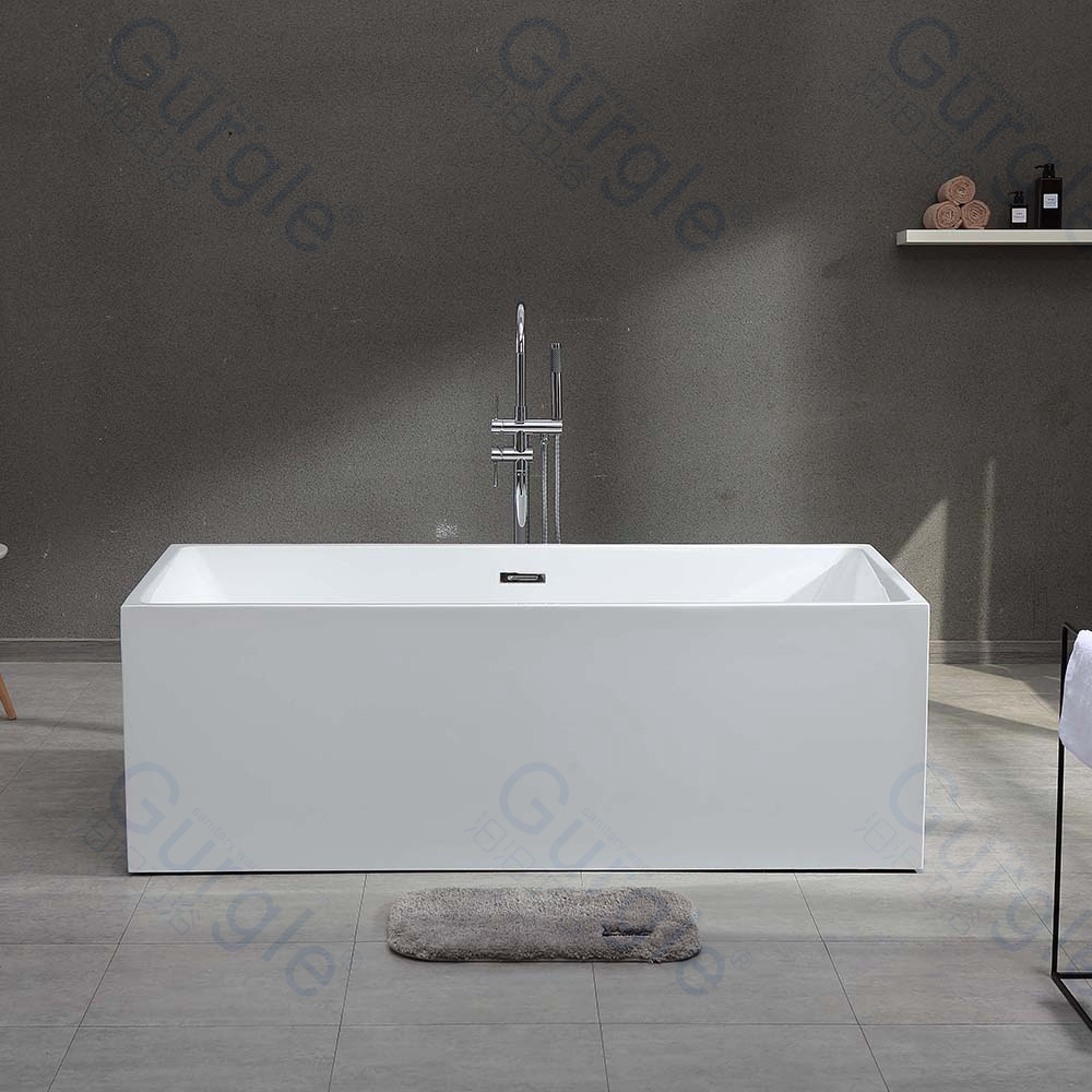 Hot selling acrylic indoor bathtubs square rectangular simple style soaking freestanding tubs