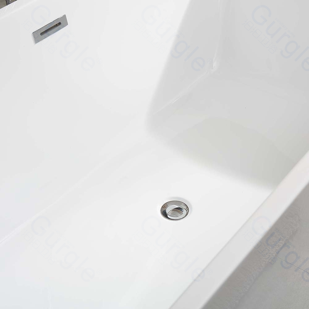 Hot selling acrylic indoor bathtubs square rectangular simple style soaking freestanding tubs