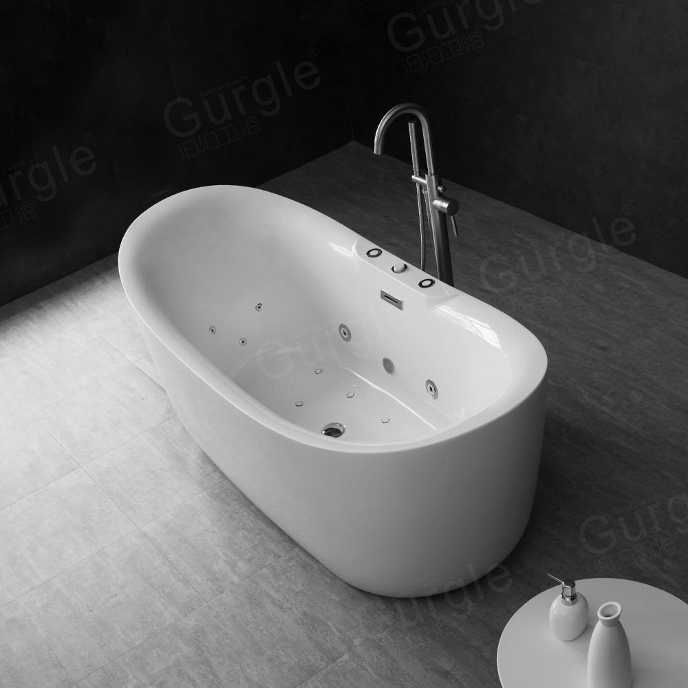 Hot Sale Customizable Indoor Acrylic White Soaking Hydro Massage Best Acrylic Bath Tub Freestanding Solid Surface Bathtub Alone