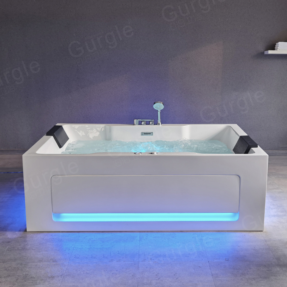 Jetted Whirlpool Couples Acrylic Massage Bathtub Modern Massage Tub Freestanding Air Jet Bubble Hydro 2 Person Massage Bathtub