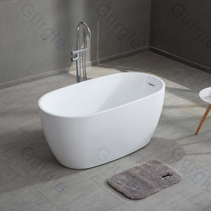 Best selling 2023 indoor white single person design Acrylic Material Freestanding solid surface bathtub