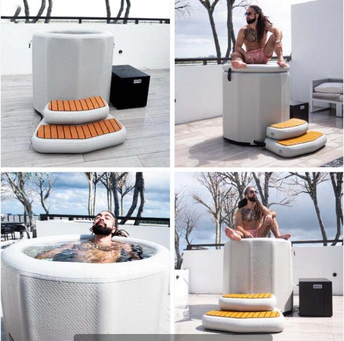 Athlete Cooling Portable Cold Plunge Tub Portable Pvc Inflatable Folding Adult Ice Bath Tub  Inflatable Ice Barrel With Chiller