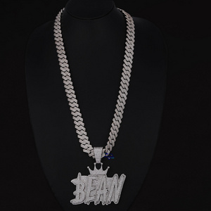 Fashion hip hop jewelry crafted in 925 sterling silver labgrown diamond heavy bling iced out chain with pendant trending jewelry