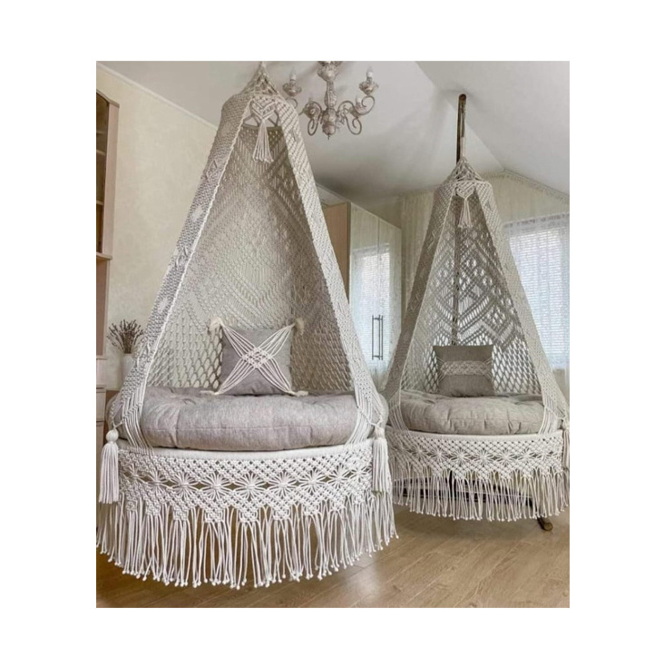 Luxurious and Unique Macrame Material Handmade Swing Exporter of Superior Quality Swing Chair Available at Excellent Price