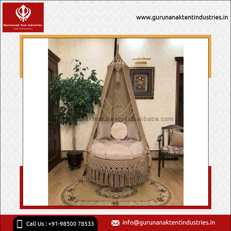 Indoor Swing for Living Room, Balcony and Terrace Modern Design Style Custom Made Macrame Material Swings at Wholesale Price