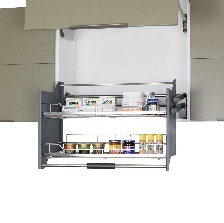 Multi-role Kitchen Accessories Lift Basket Adjustable Pull Down Shelves Cabinet Elevator Basket Kitchen Storage in Cabinets