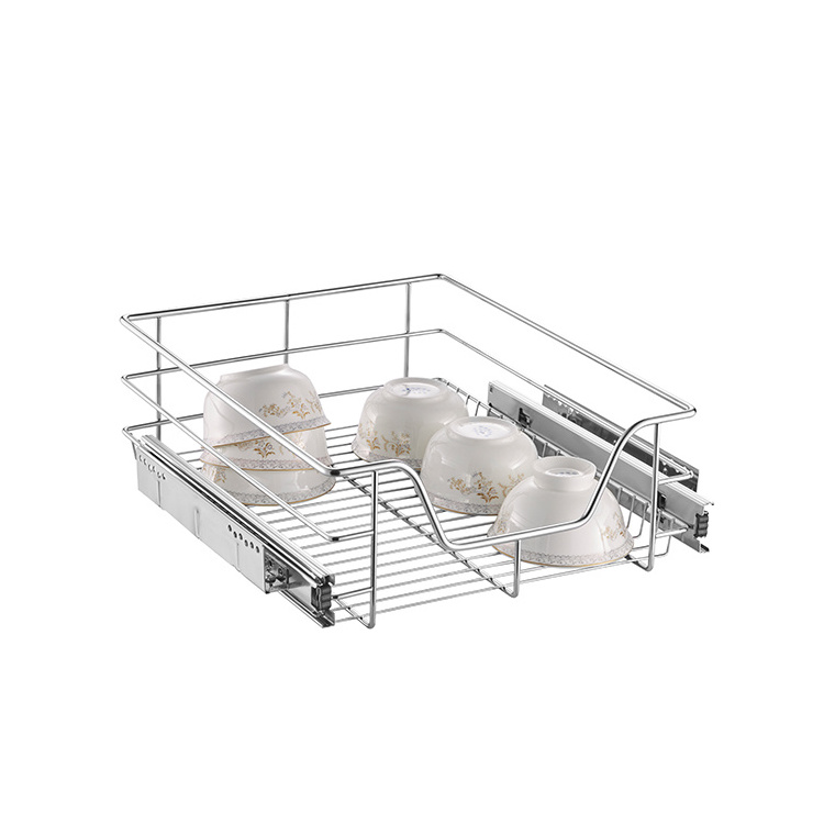 Kitchen Organizer Cabinet Systems Chrome Wire Basket Drawers Pull Out Metal Basket Storage Baskets