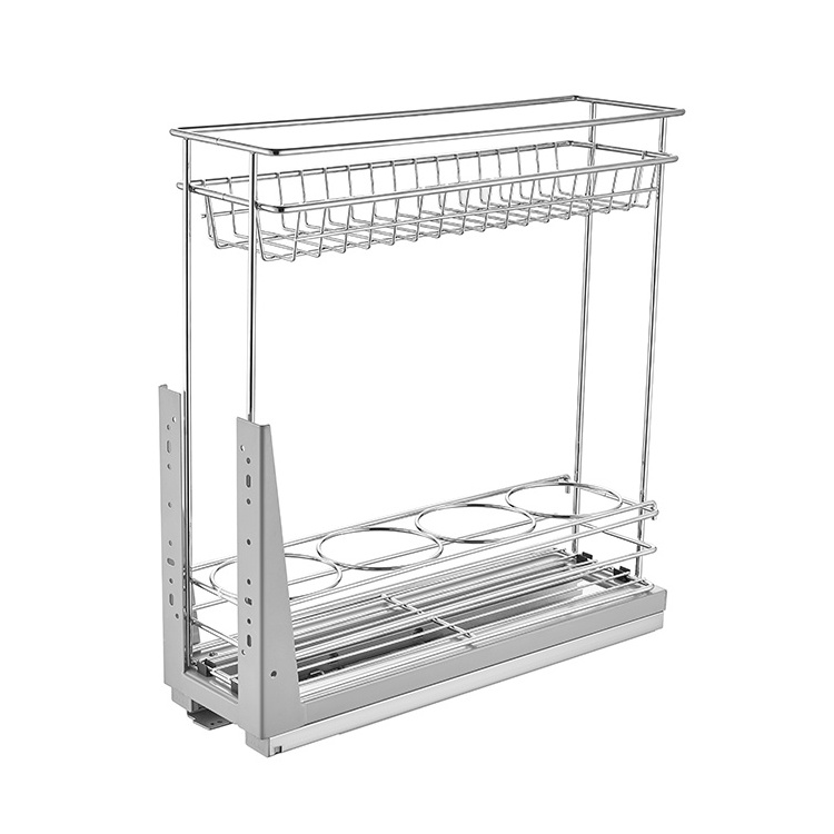 Cheap Multifunction Kitchen Wire Basket Pull Out Kitchen Storage Rack Shelf In Cabinets