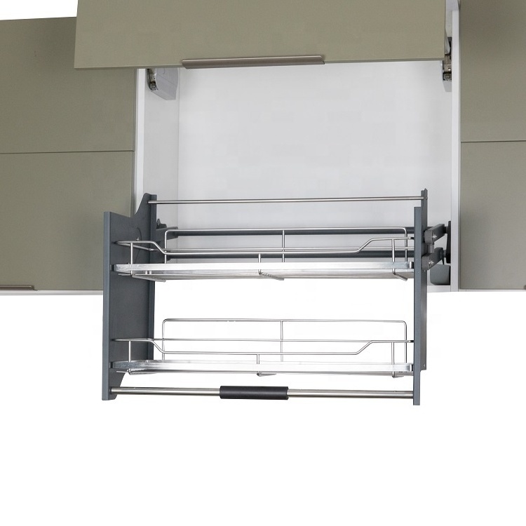 Multi-role Kitchen Accessories Lift Basket Adjustable Pull Down Shelves Cabinet Elevator Basket Kitchen Storage in Cabinets