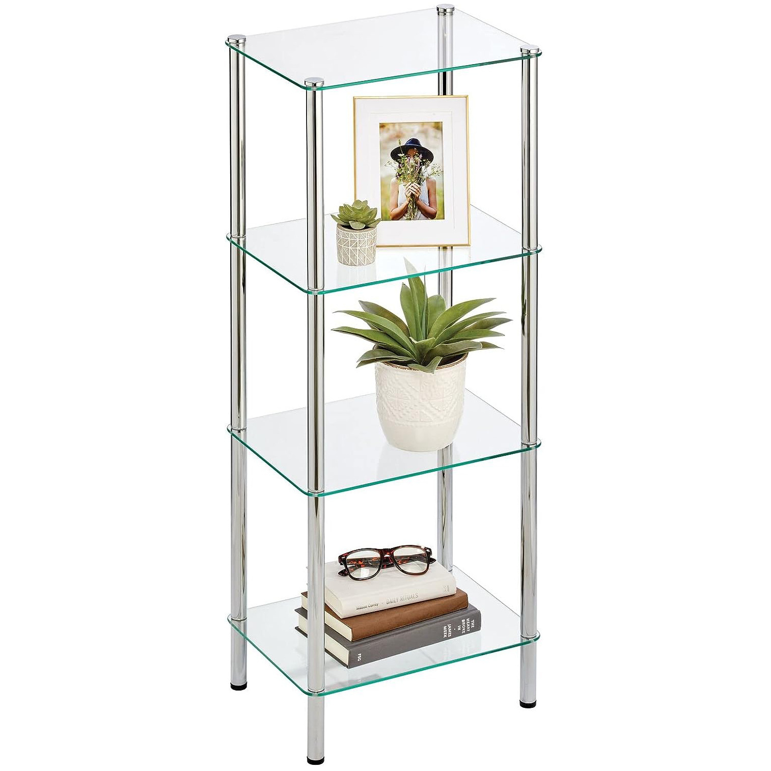 Customization glass shelving stand 3-tier storage tower glass shower corner shelf room bathroom