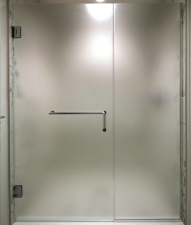 Handled Frosted Frameless Shower Doors and Fixed Shower Panel Glass Panels for Hotel