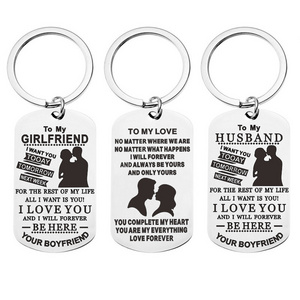 Factory Wholesale Valentine's Day Gift Laser Engraving Stainless Steel Keychain Unique Beautiful Matching Keyrings for Couples