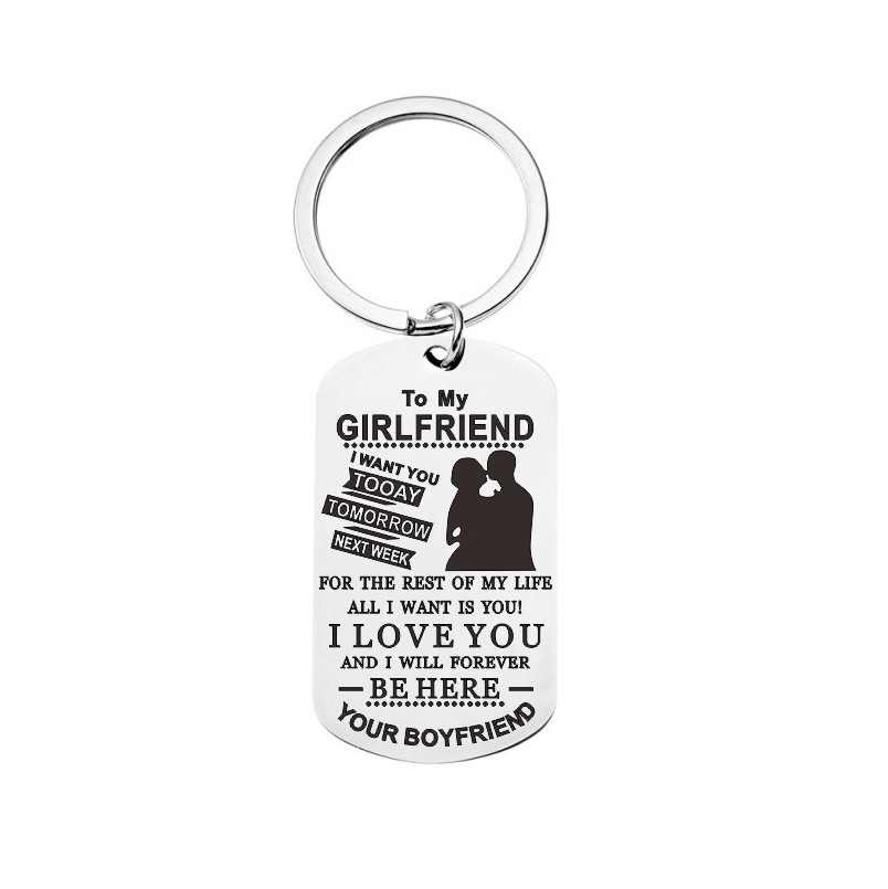 Factory Wholesale Valentine's Day Gift Laser Engraving Stainless Steel Keychain Unique Beautiful Matching Keyrings for Couples