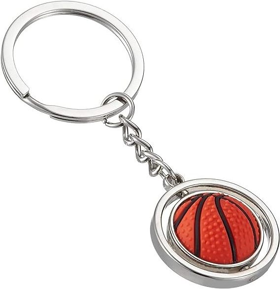 Custom Made Ball Shaped Metal Sports Rugby Team 3D Rotating Key Chain Baseball Basketball Football Club Spinning Keychain