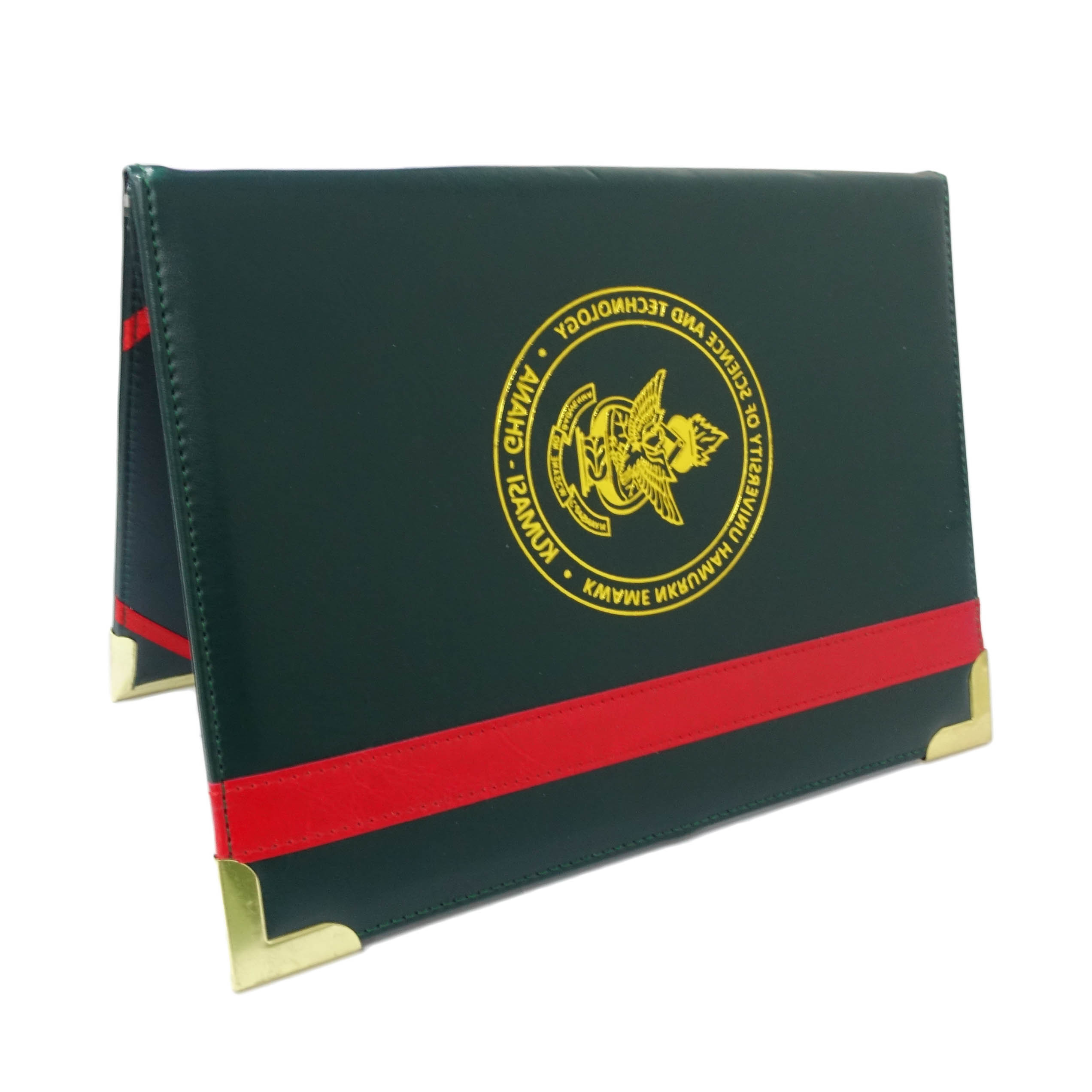 Printing Gold Foil Logo Smooth Pu Leather Cover Diploma File Page Folder Graduation Degree Leatherette Paper Certificate Holder