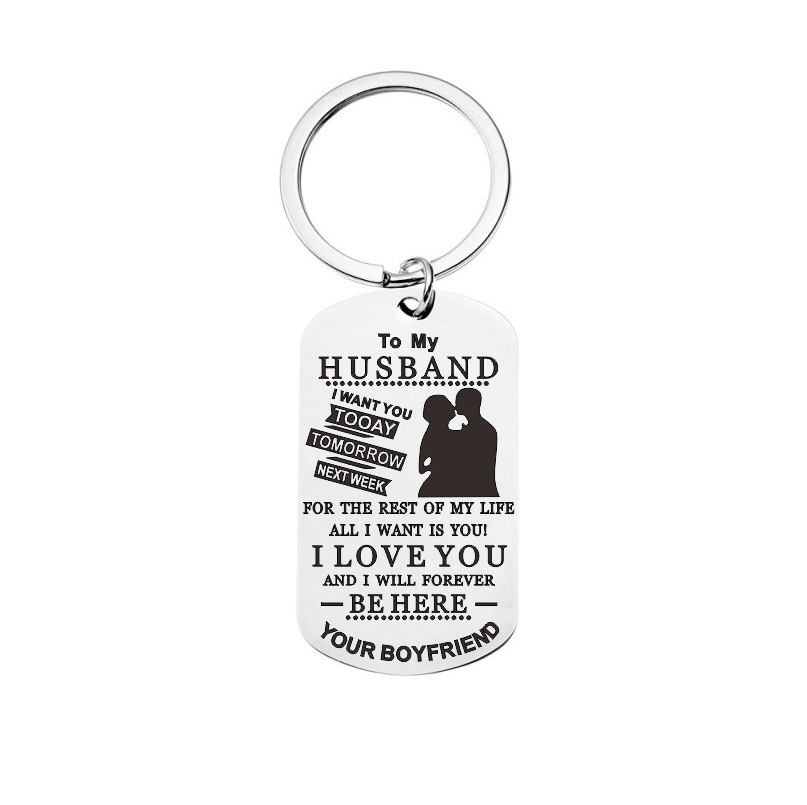 Factory Wholesale Valentine's Day Gift Laser Engraving Stainless Steel Keychain Unique Beautiful Matching Keyrings for Couples