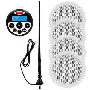 Marine Boat Radio Waterproof Audio Stereo Bluetooth MP3 Player& 4" Marine Speaker&FM AM Antenna For ATV UTV Golf Cart Motorcycle