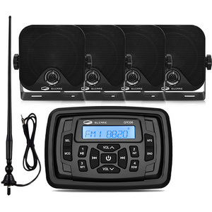 Marine Radio Waterproof Digital Stereo Media BT Audio Player+ 2 pair Marine Speakers +FM AM Antenna For ATV UTV Golf Cart