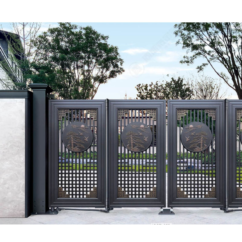 Double Swing Decorative Aluminum or Iron Gate Designs Simple Driveway Security Fencing Trellis Gate Black