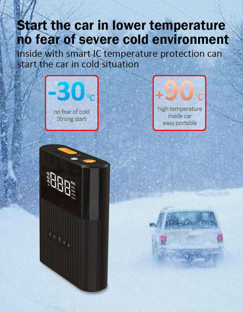 Portable Practical 12000mAh Car Jump Starter With Vehicle Tyre Air Pump 12V Air Compressor Tire Inflator