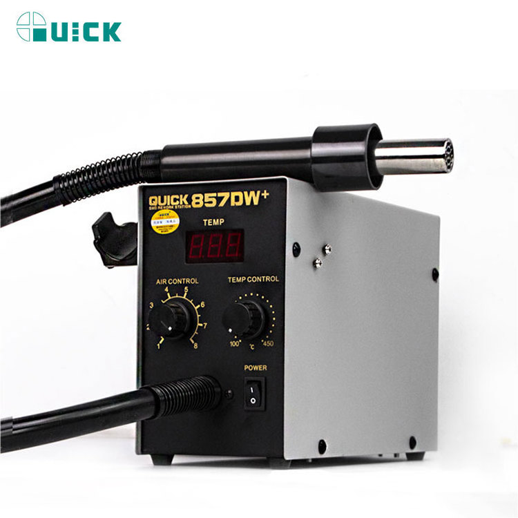 QUICK 857DW Adjustable Heater Hot Air Gun For Repair Tool Bga SMD Rework Station 580W Lead-free Hotair and Soldering Station