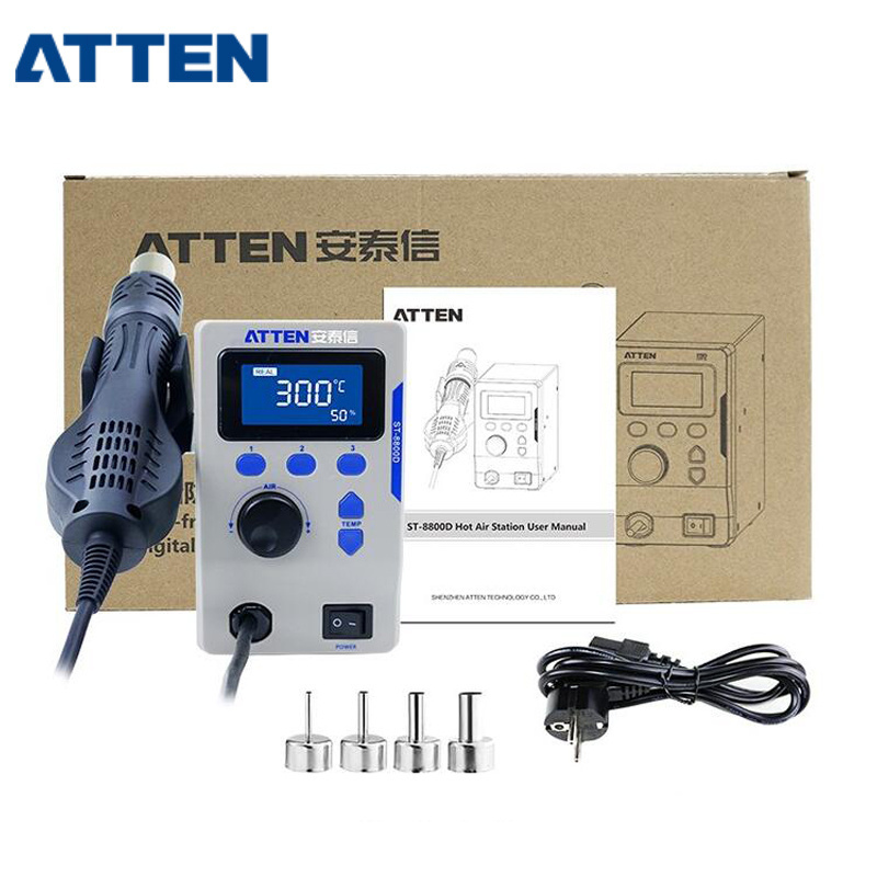 ATTEN 800W ST-8800D Heat Gun Adjustable Temperature Air Volume Anti-Static Hot Air Station BGA Solder Rework Station 110/220V