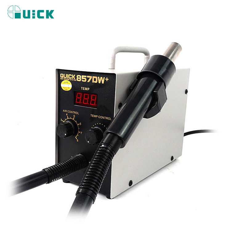 QUICK 857DW Adjustable Heater Hot Air Gun For Repair Tool Bga SMD Rework Station 580W Lead-free Hotair and Soldering Station