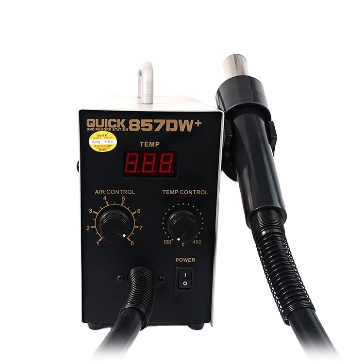 QUICK 857DW Adjustable Heater Hot Air Gun For Repair Tool Bga SMD Rework Station 580W Lead-free Hotair and Soldering Station