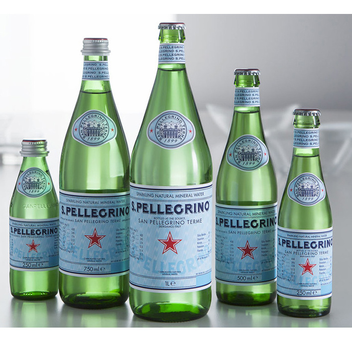 San Pellegrino water in glass bottle