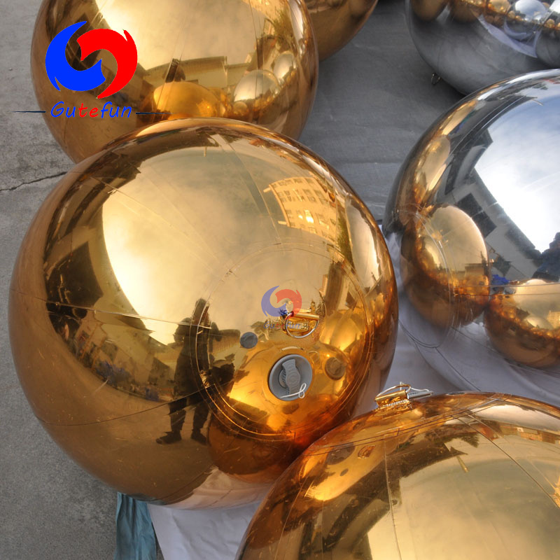 custom giant gold mirror inflatable silver ball christmas decoration giant 1m pvc inflatable mirror ball/sphere