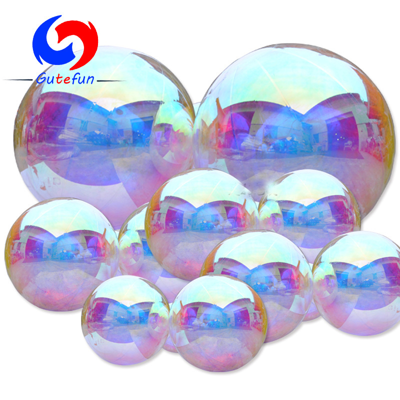 christmas event party shinny pvc sealed iridescent clear Metallic Inflatable Spheres illusion color inflatable mirror ball