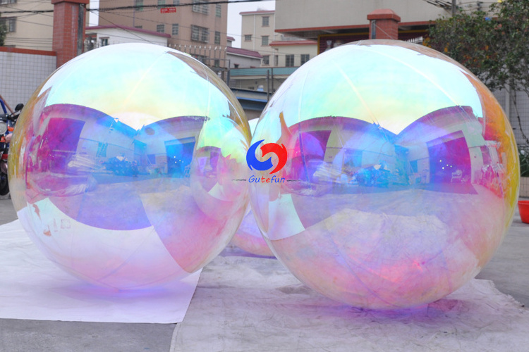 christmas event party shinny pvc sealed iridescent clear Metallic Inflatable Spheres illusion color inflatable mirror ball