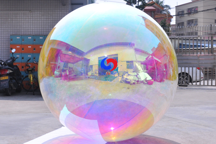 christmas event party shinny pvc sealed iridescent clear Metallic Inflatable Spheres illusion color inflatable mirror ball