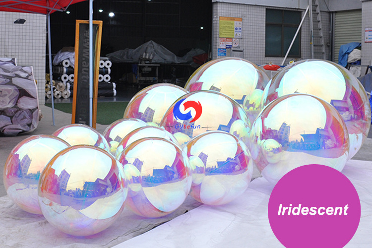 christmas event party shinny pvc sealed iridescent clear Metallic Inflatable Spheres illusion color inflatable mirror ball