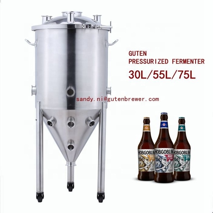 Guten 30L 55L 75L Pressurized fermenter / Beer Brewing Equipments / Stainless steel fermentation tank/304 SS Conical Fermenter