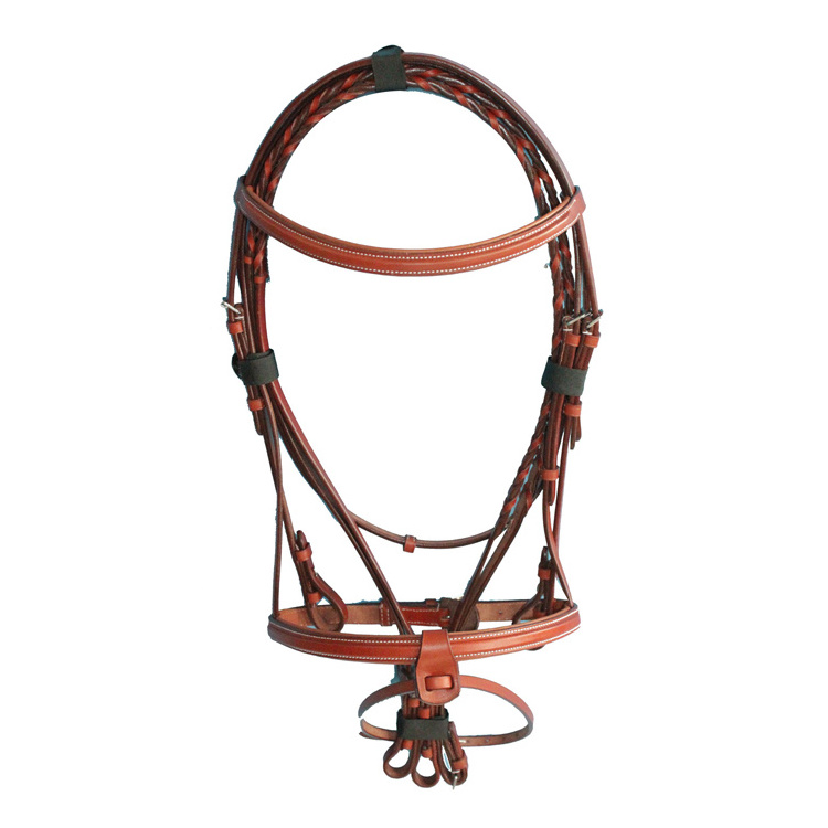 Horse Equestrian Accessories Square Raised Brow Band with Laced Reins 5/8