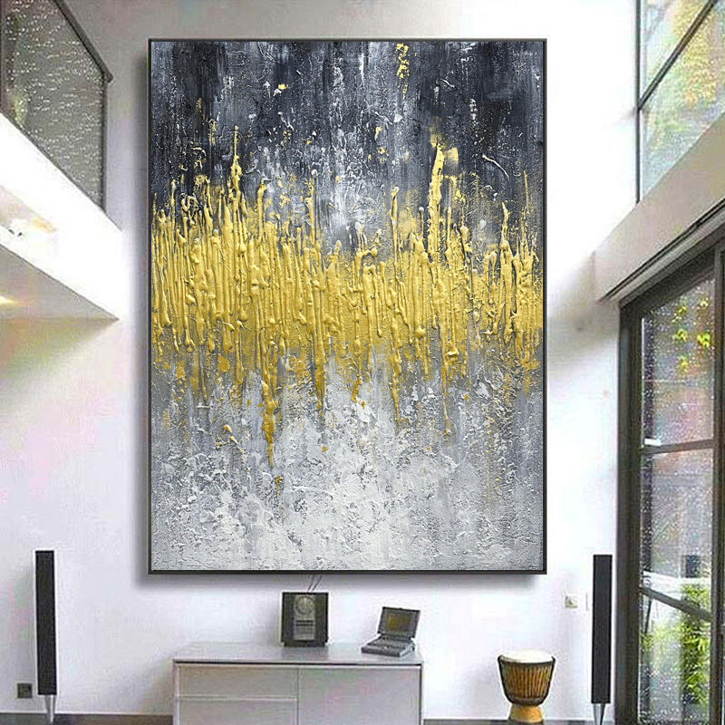 Home Decor New Arrival Handmade Abstract Gold Gray White Abstract wall paintings canvas art oil painting decor