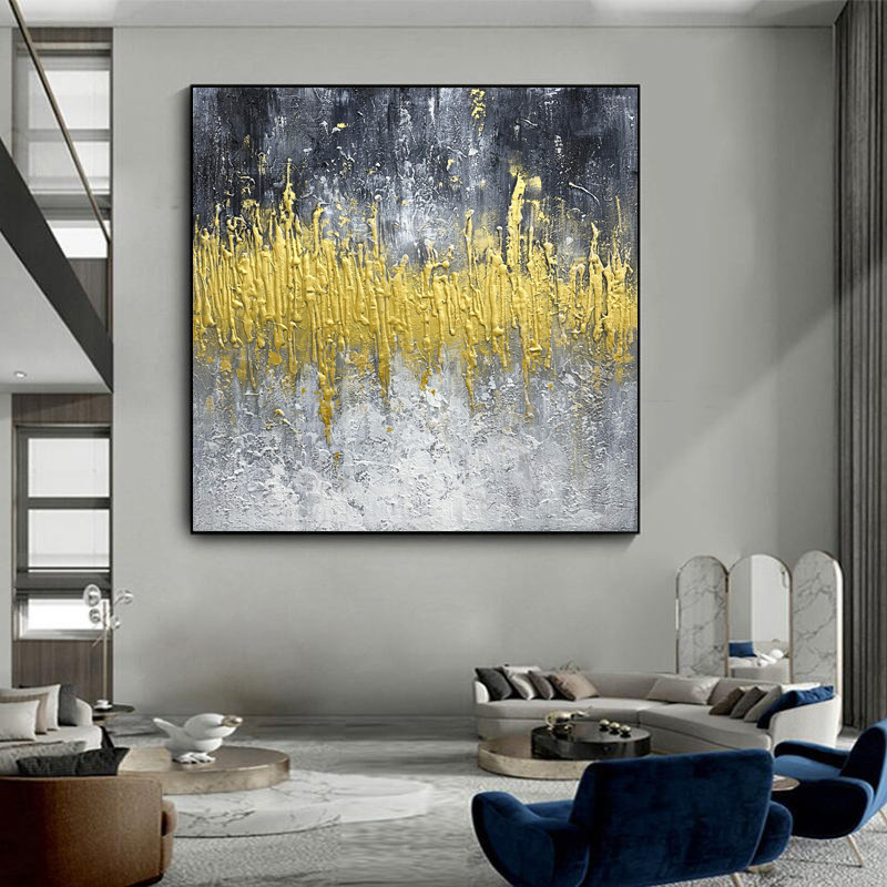 Home Decor New Arrival Handmade Abstract Gold Gray White Abstract wall paintings canvas art oil painting decor