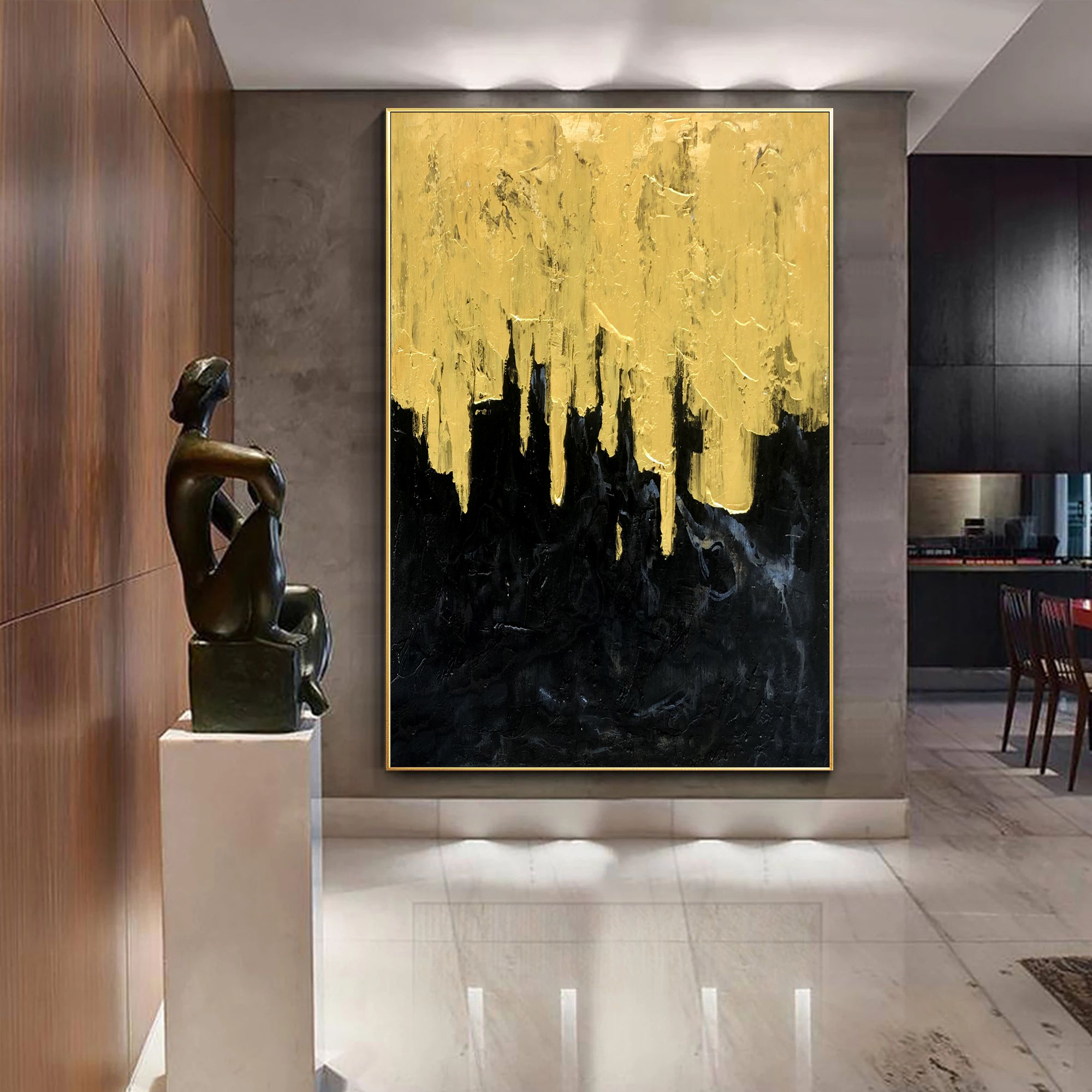 Home Decor New Arrival Handmade Abstract Gold Gray White Abstract wall paintings canvas art oil painting decor